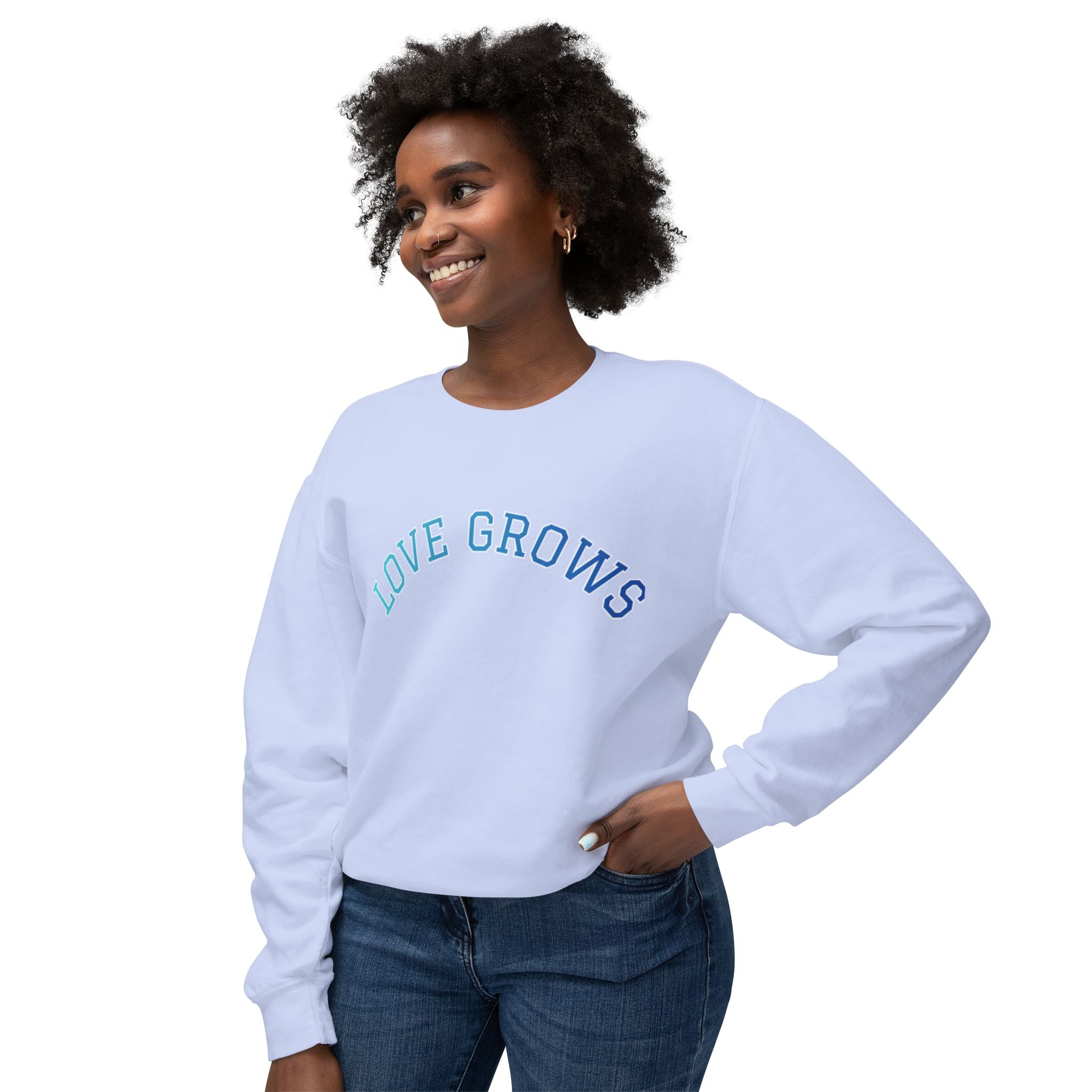 lovegrows sky blue crewneck